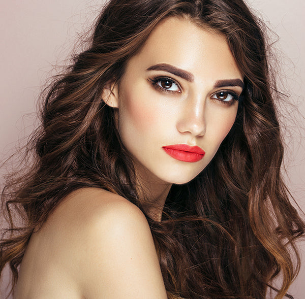 Beautiful red lipstick on a model 